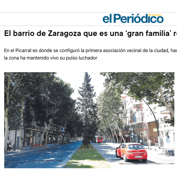 Reportaje sobre nuestro barrio en el Periódico de  Aragón