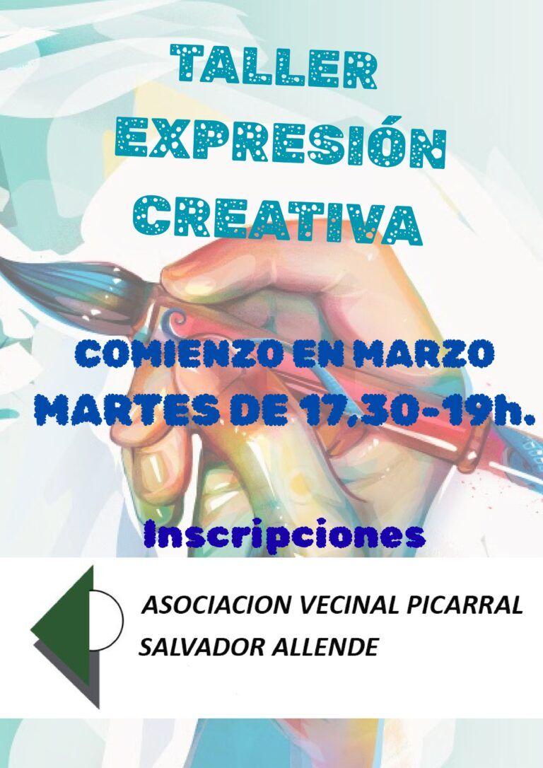 PROXIMO COMIENZO TALLER EXPRESIÓN CREATIVA, martes de 17:30 a 19:00 h.